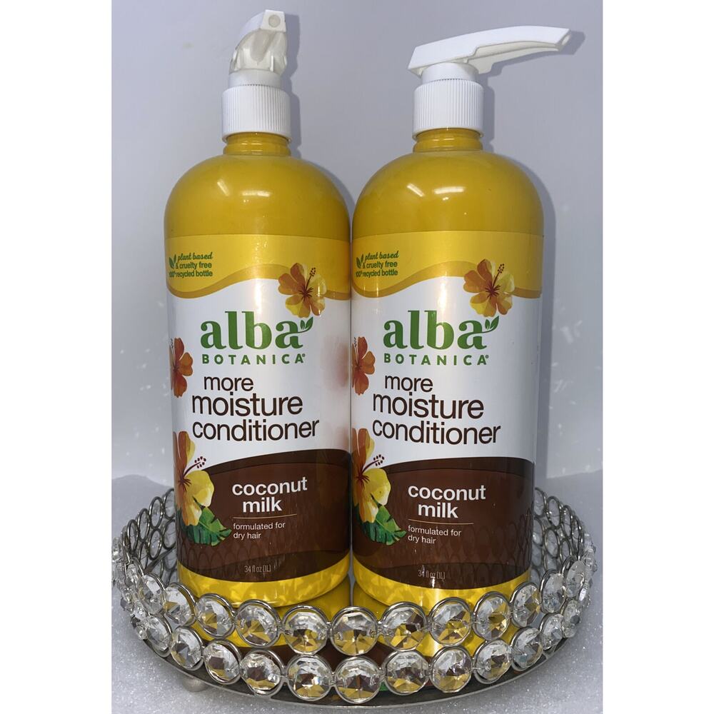 2X Alba Botanica More Moisture Coconut Milk Conditioner 34 fl oz Ea NEW Dry Hair
